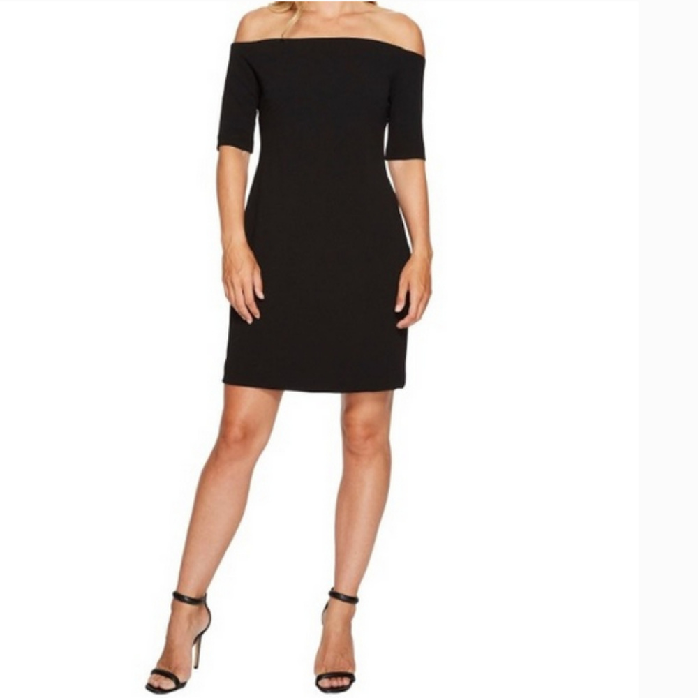 Vince Camuto Off the Shoulder Black midi Dress